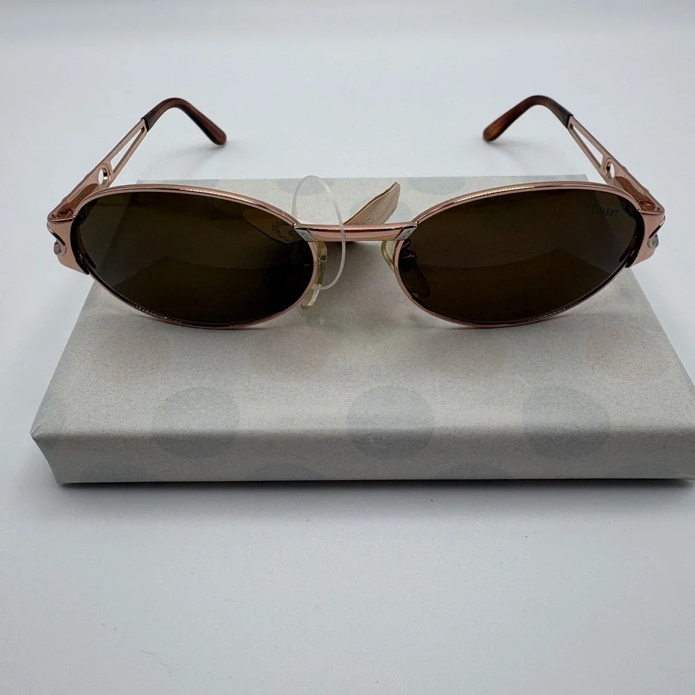 Charme Mod.7553 Brown and Rose Gold Italian Made Luxury Sunnies 80's Deadstock